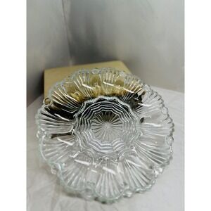 Vintage Clear Pressed Glass MCM Anchor Hocking 896 Pattern Glass Egg Tray 10"
